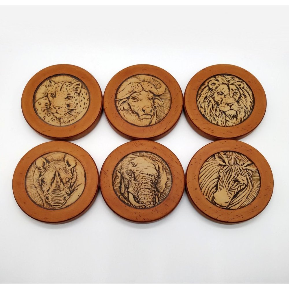 6 Piece Coaster Set Safari Animals by A Taste of Africa